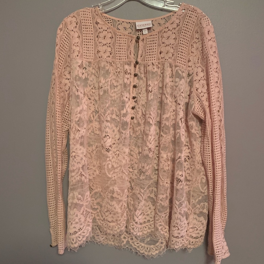 Lace blouse with button front